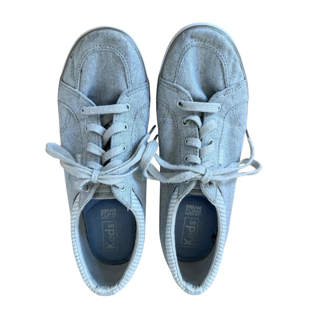 Keds Womens Chambray ll Center Stripe Light Gray Sneakers‎ Size 6.5